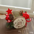 Christmas wooden candle holder with pine cones and JOY engraving for table decor - JOY Letter (Candle Not Included)