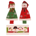 Christmas snowman appliance handle covers in red and green plaid fabric with embroidery - Cloak Refrigerator 3PCS Set