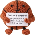 Handmade crochet positive basketball plush toy in orange with motivational card - Basketball