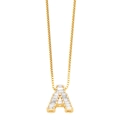Golden box chain necklace with letter A pendant featuring sparkling cubic zirconia stones - Gold A