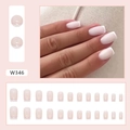 Unghie finte French rosa nudo e bianco, forma quadrata, set completo da 24 pezzi - W346 Puro Desiderio Minimalista (Tipo Colla)