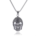 Squisita collana con ciondolo a testa di Buddha in acciaio inossidabile con finitura argento - Colore Acciaio (Senza Catena) (A0404)