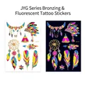 JYG-003 fluorescent gold tattoo sticker with dreamcatcher and feather patterns - Bronzing Fluorescent JYG-003