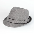 Chapeau fedora en laine à motif pied-de-poule style britannique avec ruban noir - Réglable / Noir (Pied-de-poule Noir et Blanc)