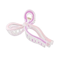 Pink and purple acrylic bow hair claw clip with transparent finish and metal spring - Purple and Pink Bow Hair Claw