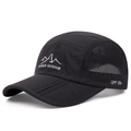 UPF 50+ black foldable mesh baseball cap with mountain embroidery and sun protection - Adjustable / Black