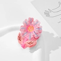 Pince à cheveux tournesol rose en acétate avec design floral coloré pour femme - Rose