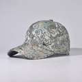 Detailed macro view of high-quality jacquard fabric on the silver-grey baseball cap - Adjustable / Chinese Gold
