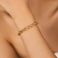 Bracciale a catena a corda classica placcato oro 14K con design a maglia intrecciata - Catena A Corda