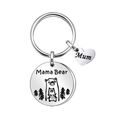 Portachiavi Mama Bear in acciaio inox con ciondolo a cuore per regalo festa della mamma - Mama Bear