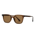 Classic vintage square sunglasses with translucent brown frames and silver rivet accents - Tea Frame Tea Lens