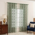 Green damascus lace curtains with wave edges for living room two-panel set - 140x100CM / Lantern Flower-Green