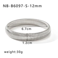Silver stretch snake bone bracelet, 1.2cm width and 6.7cm inner diameter stainless steel band - 12mm Width (NB-B6097-S-12mm) / Silver