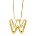 Polished golden 3D balloon style letter W pendant on a minimalist box chain necklace - Letter W