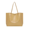 Beige faux leather tote bag with crocodile pattern and golden magnetic buckle - Single Bag / Apricot