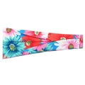Elastic floral sports headband with red and blue flowers on white background - 20# White Colorful Floral