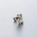 Titanium steel bear stud earring with green gemstone and clear cubic zirconia stones - Colorful Bear Style (A40-8#)