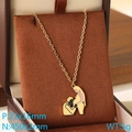 18K gold stainless steel heart necklace with enamel pendant in jewelry gift box - Pregnant Woman Silhouette Pink Black Enamel (KN292750-Z)