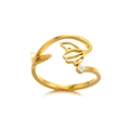 Anillo de tulipán dorado con piedra de circón para la colección de cumpleaños de diciembre - 5-Tulipán Hueco / Dorado