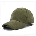 Classic army green corduroy baseball cap with adjustable strap for outdoor wear - Adjustable / Army Green