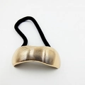 Golden alloy butterfly hair tie with fine horizontal stripes and black elastic band - Striped Semicircle Hair Tie 29