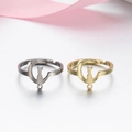 Minimalist moon cat stainless steel open ring in gold and silver finish for women - 022 (Moon Cat)