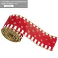 Nastro natalizio rosso con pois glitterati dorati e bordi a righe 5,3cm x 2m - 5.3CM Punto Oro Rosso