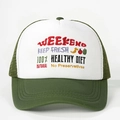 Cappellino trucker Weekend con rete verde oliva e ricami di frutta colorata - Taglia unica / Verde Militare