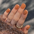Short matte matte press on nails in warm caramel orange finish with square shape - Matte Pumpkin (JP3187)