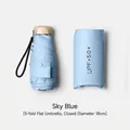 Sky blue 5-fold mini flat sun umbrella with UPF 50+ case and 18cm compact design - 5-Fold Flat Umbrella / 6 Ribs (18cm) / Light Blue