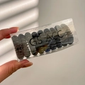 Set of spiral telephone cord hair ties in assorted dark colors in a branded box - 4# All Black (9pcs Box)