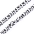 Silver stainless steel Cuban link chain necklace with polished finish and lobster clasp - 11.5 Wide Steel Color / 80cm Stainless Steel