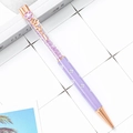 Elegant purple crystal ballpoint pen featuring rose gold floral clip and pearl accents - Sakura Pearl Flower Clip / Candy Purple