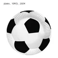 Dettaglio di 10 pezzi di piatti di carta usa e getta a tema calcio con motivo esagonale - Piatti da 9 Pollici 10PZ