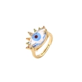 Verstellbarer goldener Ring mit bunter Zirkonia-Krone und funkelndem Evil Eye-Design - Einstellbar Offen / Blau (Böser Blick)