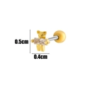 Detailed view of bear-shaped cartilage stud with rectangular zircon and screw back - 1# Rectangle Gem (HSPJ093-1) / Gold Yellow