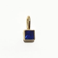 Golden pendant with square-cut blue gemstone and minimalist design on white background - Gold - September