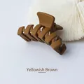 Matte yellow-brown hair claw clip with a minimalist hollow design for women - Yellow Coffee