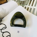 Olive green semi-transparent triangle claw clip in durable resin with metal spring - Medium (approx. 6cm) / Translucent Grey Green