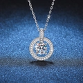 S925 sterling silver round pendant necklace with 1 carat D-color moissanite stone - 925 Silver / High Carbon Stone Style (5011956861177)