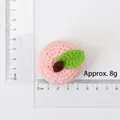 Handmade knitted pink peach keychain charm with green leaves measuring 4.5cm - Combed Cotton Knitted Peach