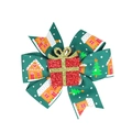 Christmas hair clip with green gingerbread house ribbon and red glitter gift box ornament - 6# Green Gift Gingerbread