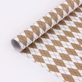 Brown and white argyle pattern gift wrapping paper roll with minimalist vintage style - Diamond Kraft / 50*70CM