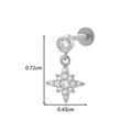Silver star stud earring with sparkling cubic zirconia pendant and product dimensions - 0194-1# Silver North Star Dangle