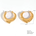 Golden 18K plated stainless steel heart hoop earrings with textured hammered finish - Large Heart Hammered Hoop (24x23mm)