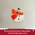 Christmas snowman fridge magnet with red scarf and black hat in 3D resin style, 6cm tall - Large Snowman with Red Scarf