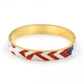 Modern gold-plated stainless steel bangle with red, white, and blue enamel patterns - Three-color Geometric Patchwork Style (款式6)