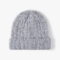 Winter light grey thick knitted beanie hat for unisex outdoor warmth and style - One Size / Light Gray