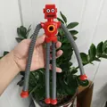 Robot suction cup toy in red and grey with retractable telescopic limbs for kids - Robot Red (Non-Glowing)