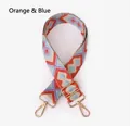 Bohemian style woven wide shoulder strap in orange and blue with gold metal hooks - 1005 Bohemian Orange Blue